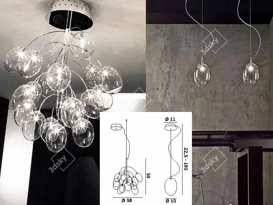 Elegant Prosecco Pendant Light 3D model image 1