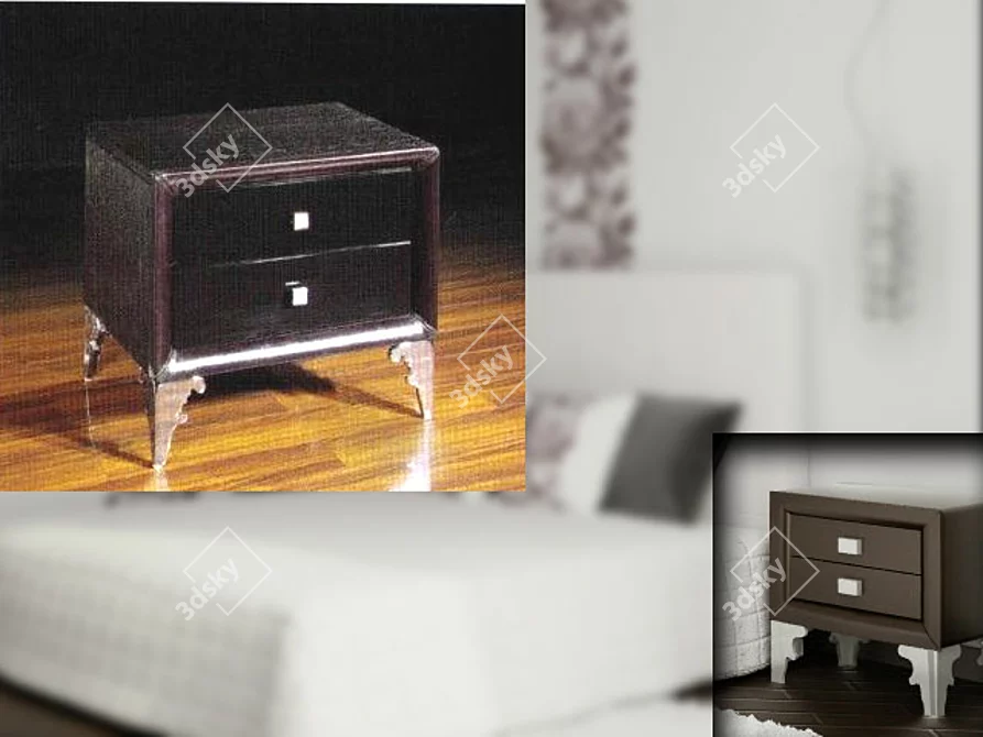 Art Deco Bedside Table (58x43x52) 3D model image 1