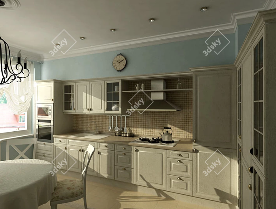 Elegant Perrine Kitchen Set 3D model image 1