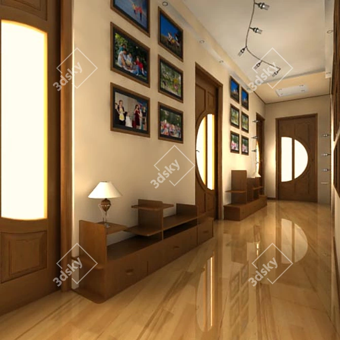 Sleek Corridor Panel 3D model image 1