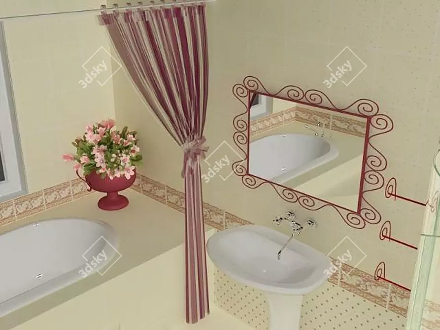 Italian Grand Elegance: Sophisticated Bathroom 3D model image 1