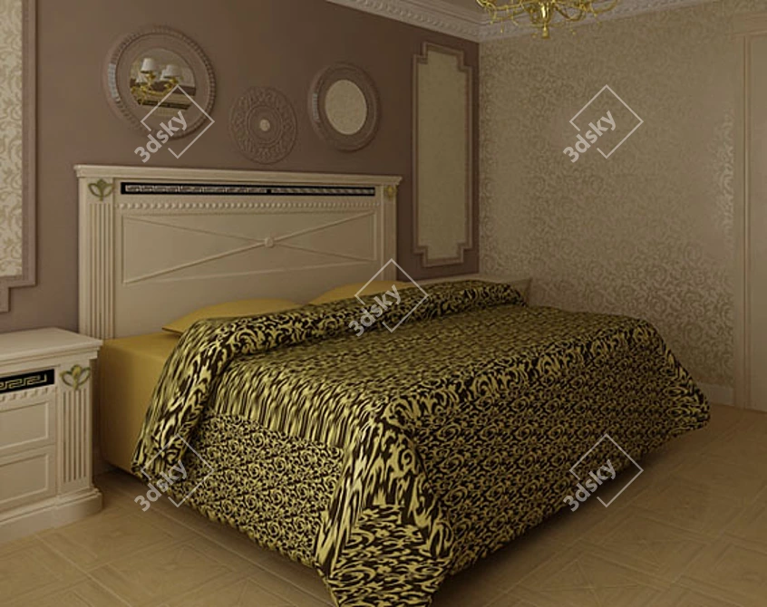 Italian Oak Bed by "OAK" Factory 3D model image 1