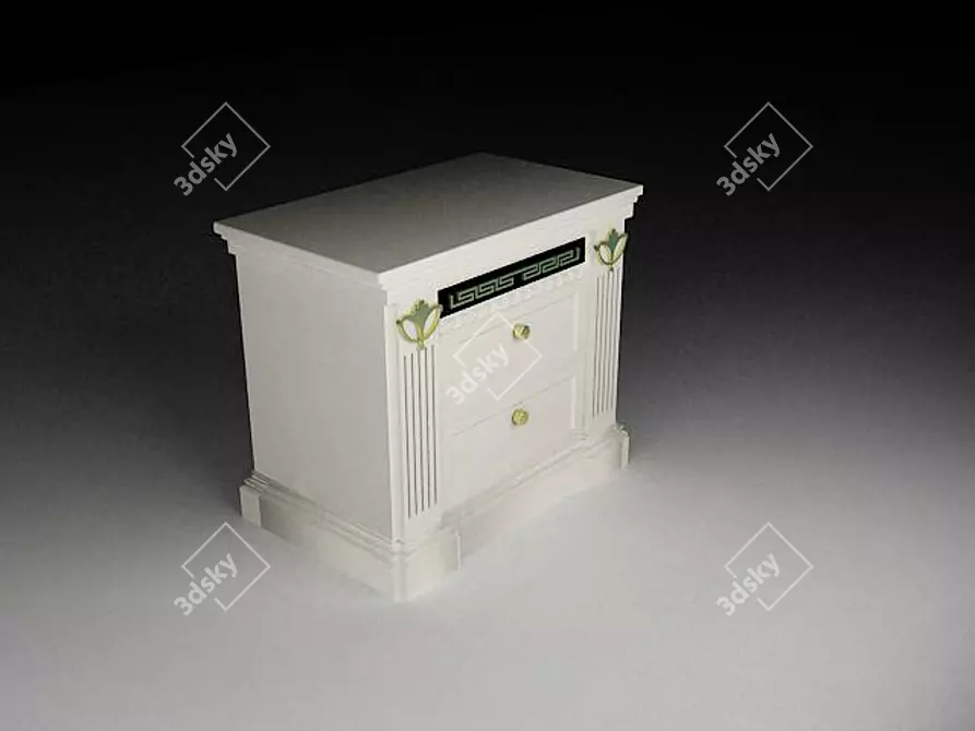 Italian Oak Bedside Table 3D model image 1