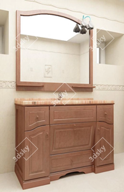 Elegant Bathroom Furniture Set 3D model image 1