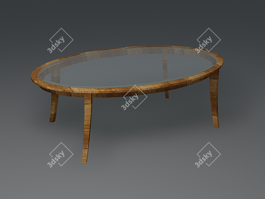 Sleek Oval Glass Coffee Table 3D model image 1