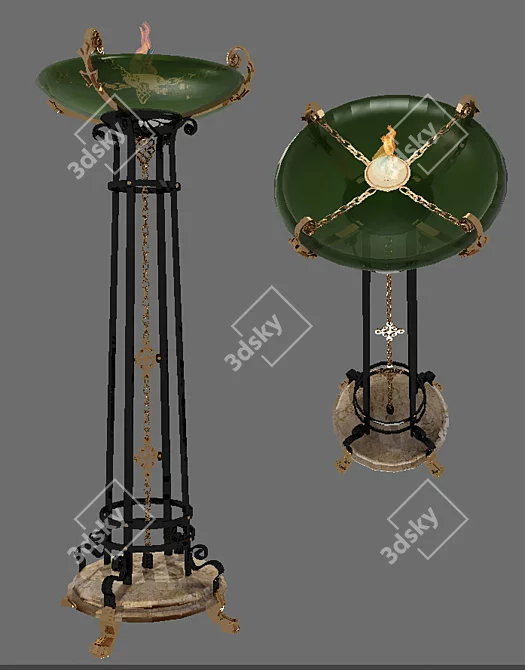 Emerald Glass Bronze Forged Floor Lamp 3D model image 1