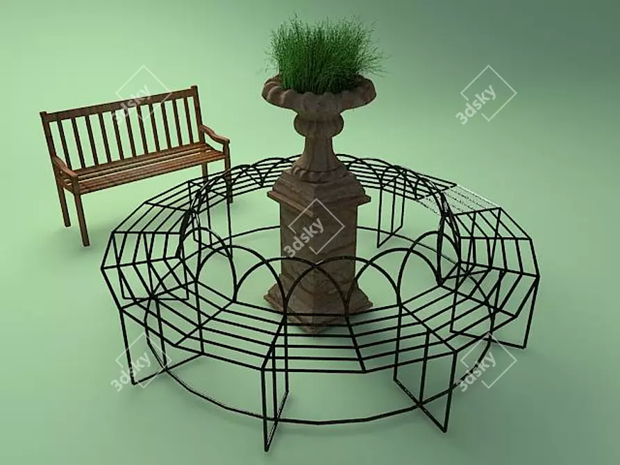 English Garden Setting 3D model image 1