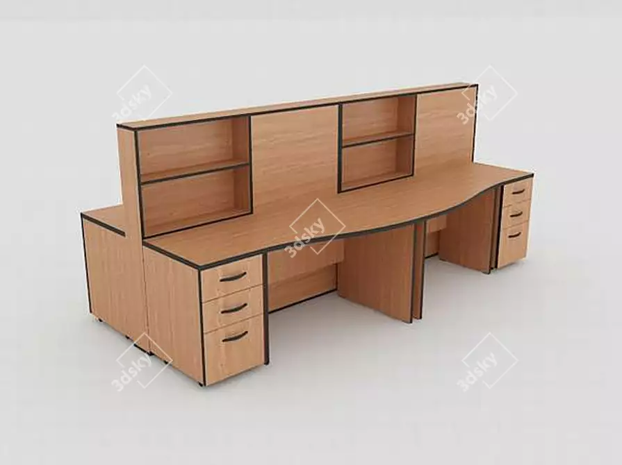 Versatile Office Partition Tables 3D model image 1