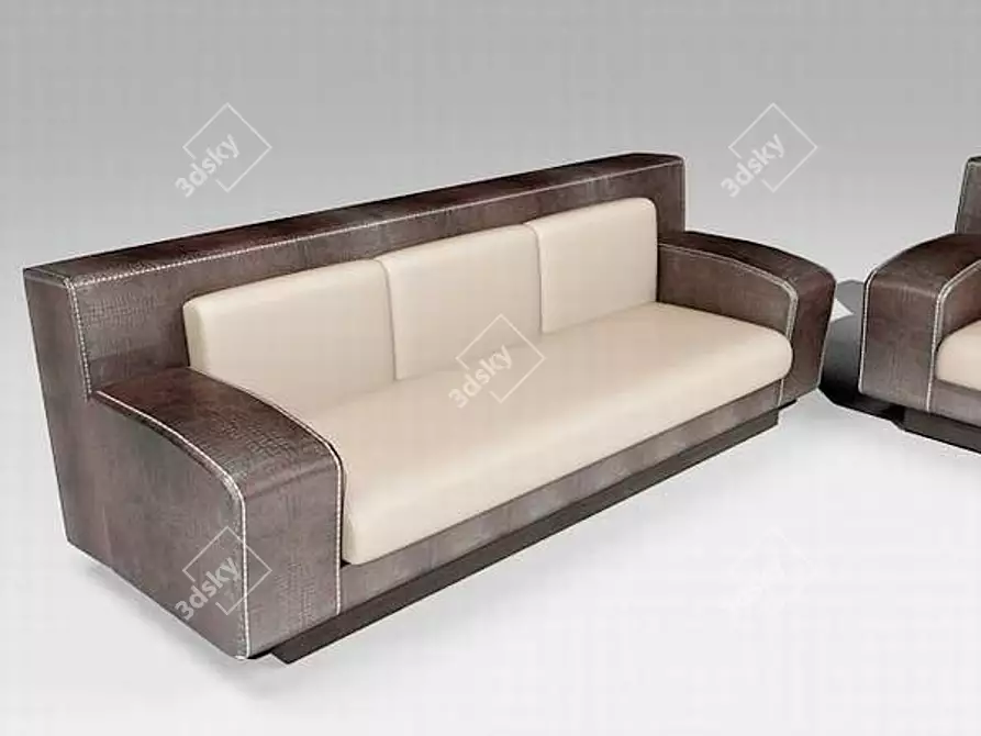 Luxury Leather Sofa with Textures 3D model image 1