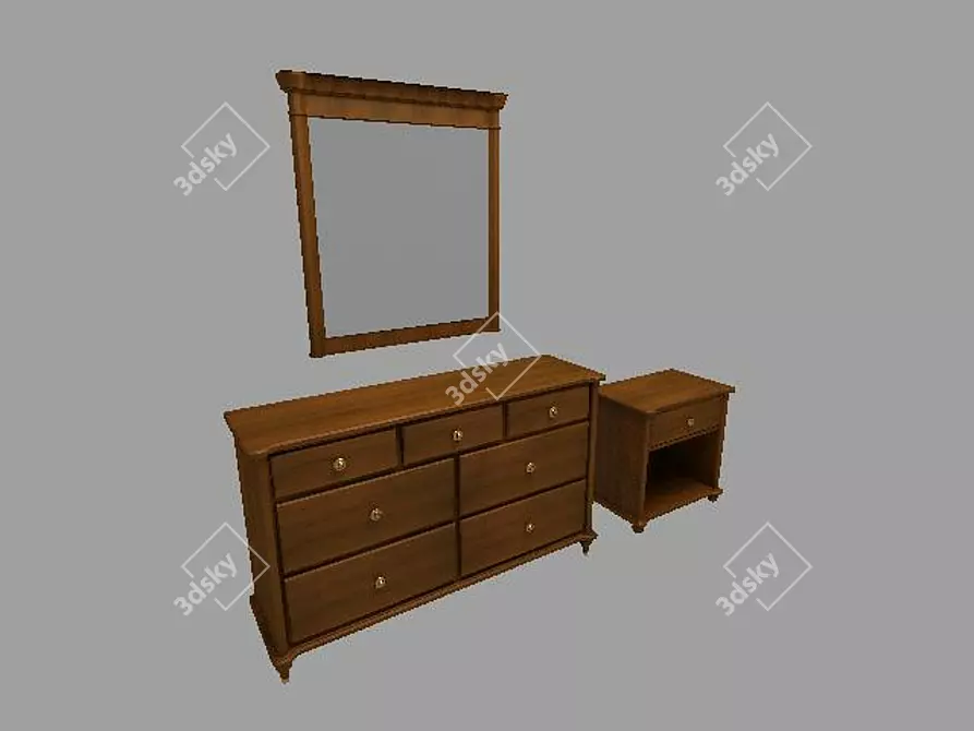 Elegant Lane Mirror Dresser 3D model image 1