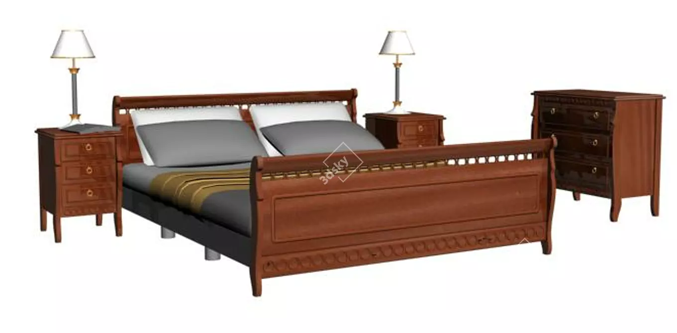 Elegant Classic Bedroom Set 3D model image 1