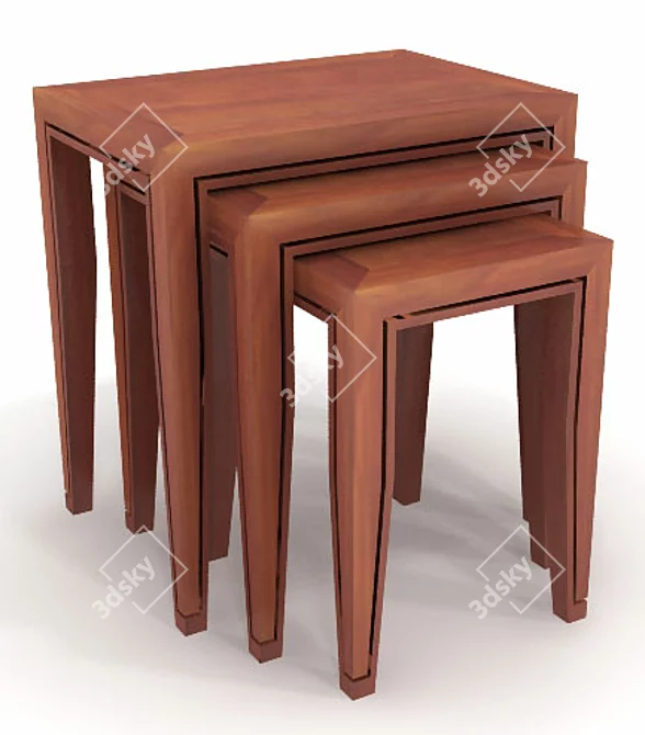 Compact Nested Desk Trio 3D model image 1