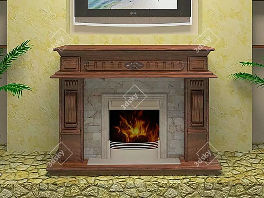 Modern Vray Fireplace | Textured Archiving 3D model image 1
