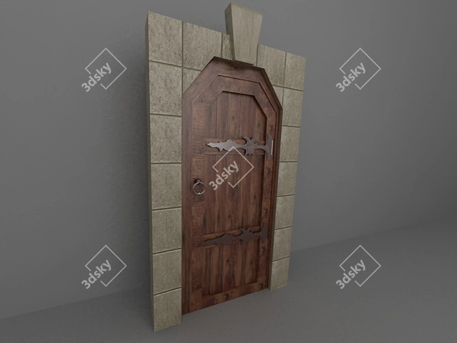 Sauna Wood Door 3D model image 1