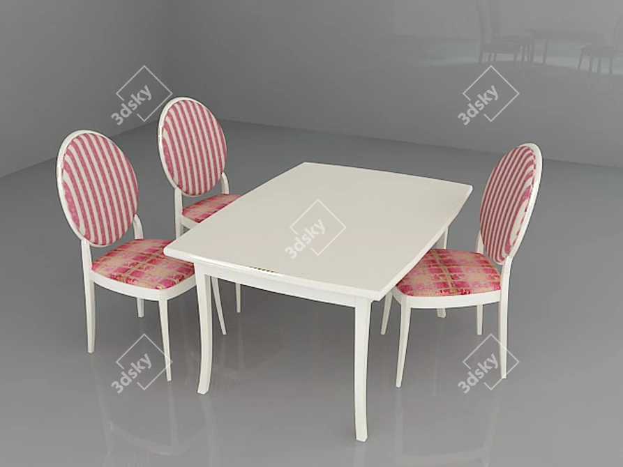 Classic Table and Chairs 3D model image 1