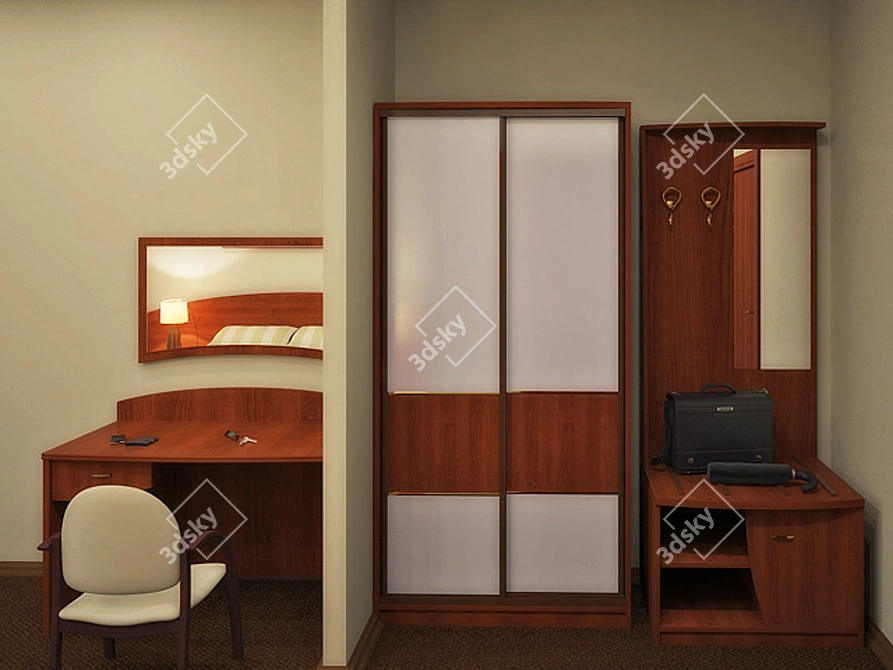 Silvia Hall Set: Mirror Table + Double-door Closet 3D model image 1