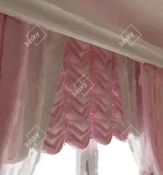 Elegant Austrian Curtains 3D model image 1