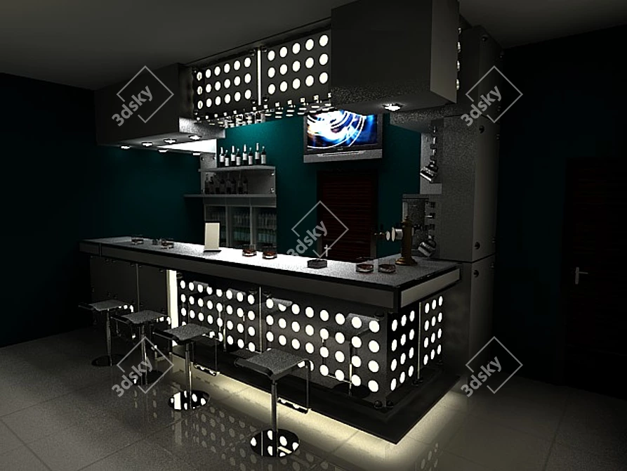 Bar counter 3D model image 1