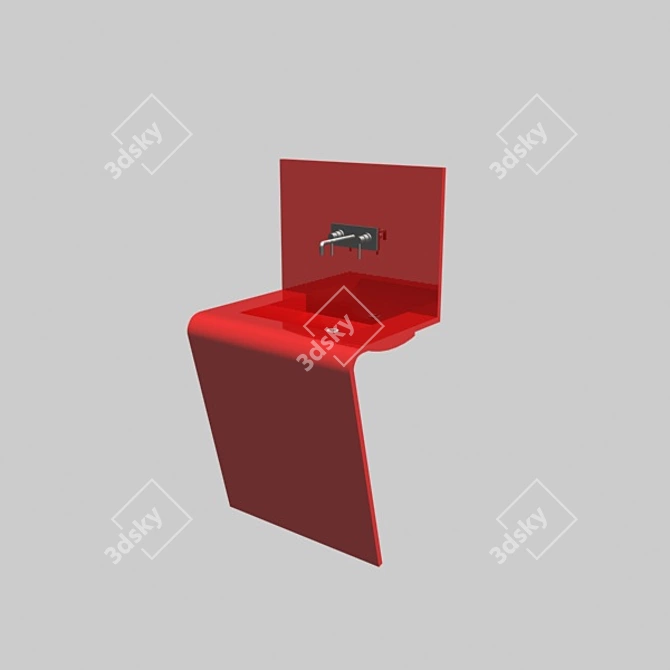 Red Glossy Sink 3D model image 1