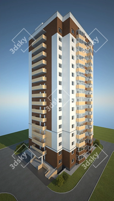 16-Storey Residential House Model 3D model image 1