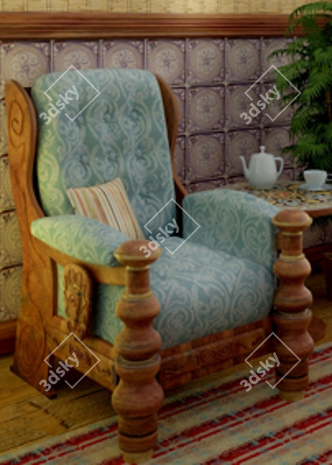 Country-style Armchair 3D model image 1