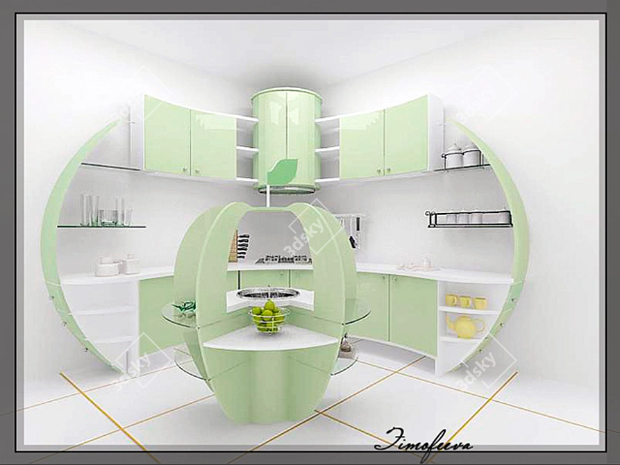 Sleek Apple Kitchen Set 3D model image 1