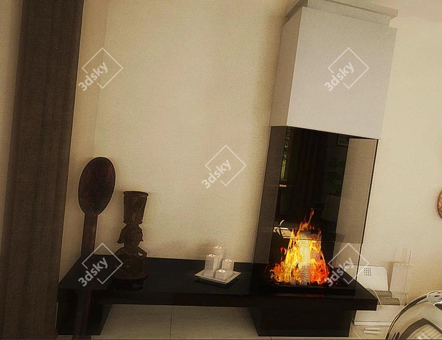 Boley 7102: Natural Fireplace of Fireproof Glass, Granite, Marble & Metal 3D model image 1