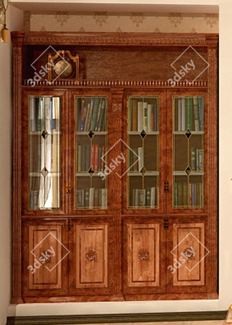 Classic Bookshelf with Globe 3D model image 1