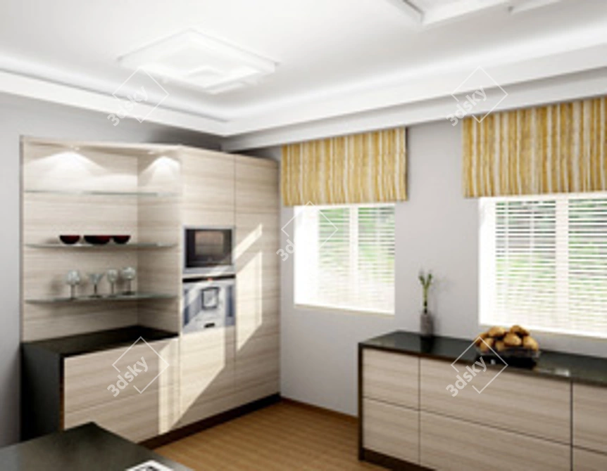 Modern Kitchen Set: Functional Elegance 3D model image 1