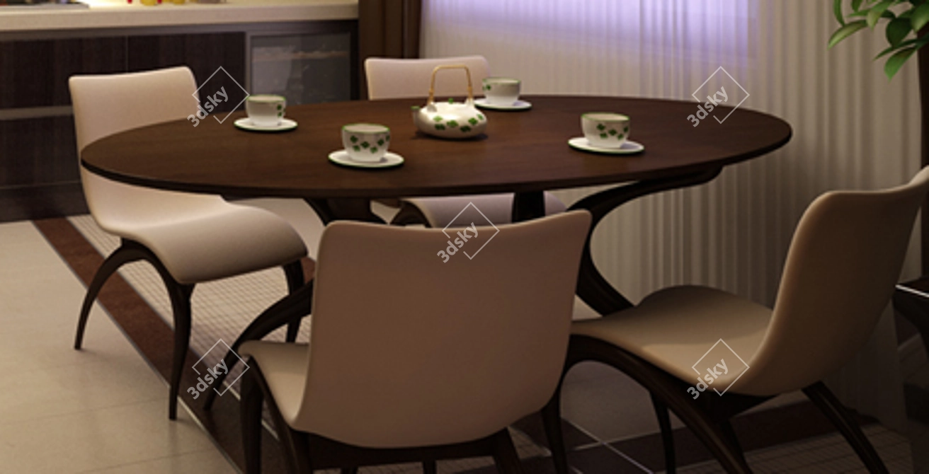 Elegant Bent-Leg Table Set 3D model image 1