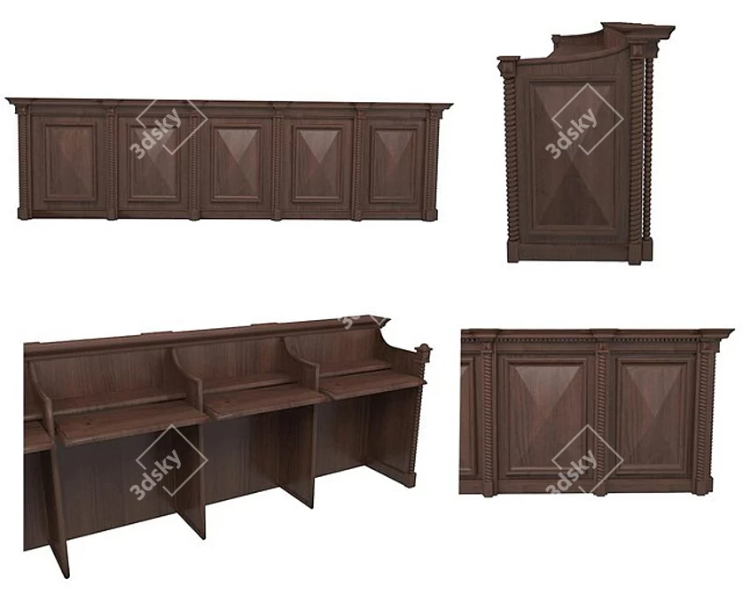 Title: Elegant Dark Walnut Bureau 3D model image 1