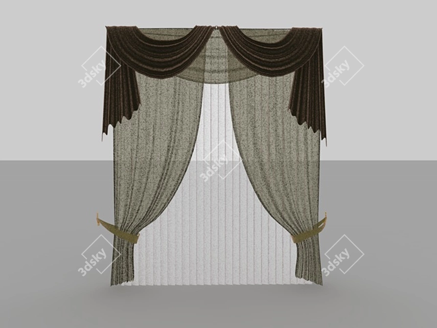 Simple Lines Curtains 3D model image 1