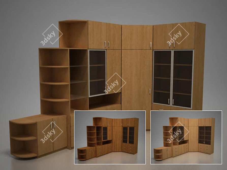 Space-Saving Corner Wardrobe 3D model image 1