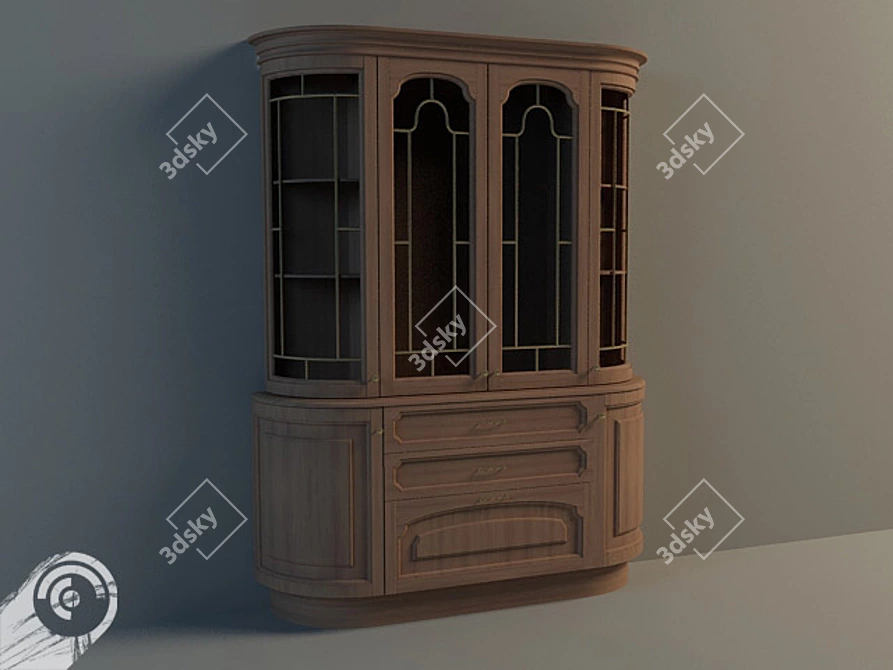 Elegant Glass Door Buffet 3D model image 1