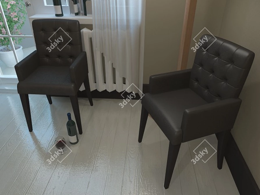 Title: Luxury Leather Chair Cover 3D model image 1