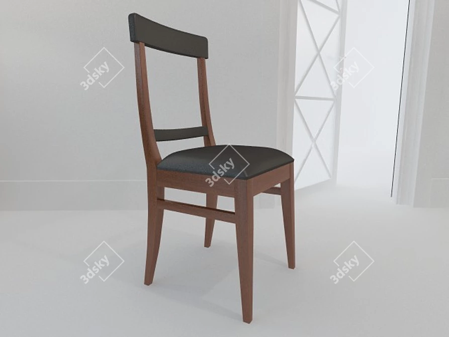Rustic Wood Chair: Classic Comfort 3D model image 1