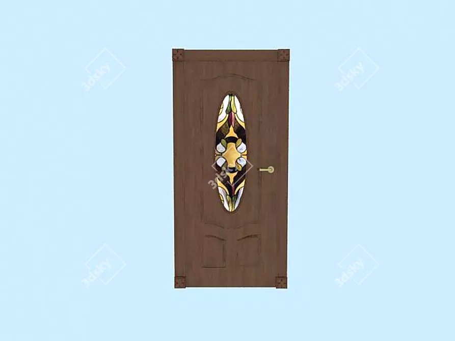 Classic Glass Door with Box 3D model image 1