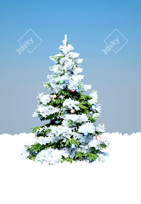 Snowy Herringbone Christmas Tree 3D model image 1