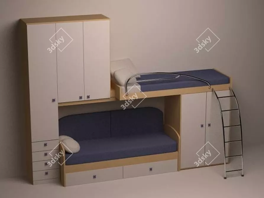 Bunk Bed for Double the Comfort 3D model image 1