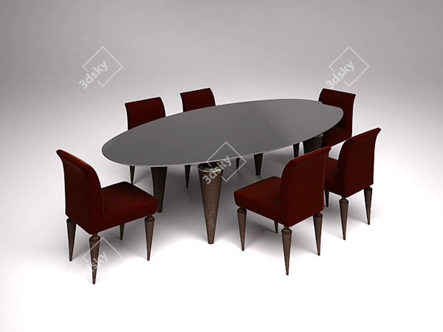 Luxury Gold Velvet Table and Chairs 3D model image 1