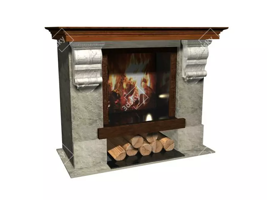 Cozy Home Fireplace 3D model image 1