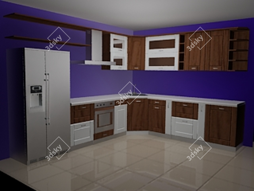 Modern Kitchen Set 3D model image 1