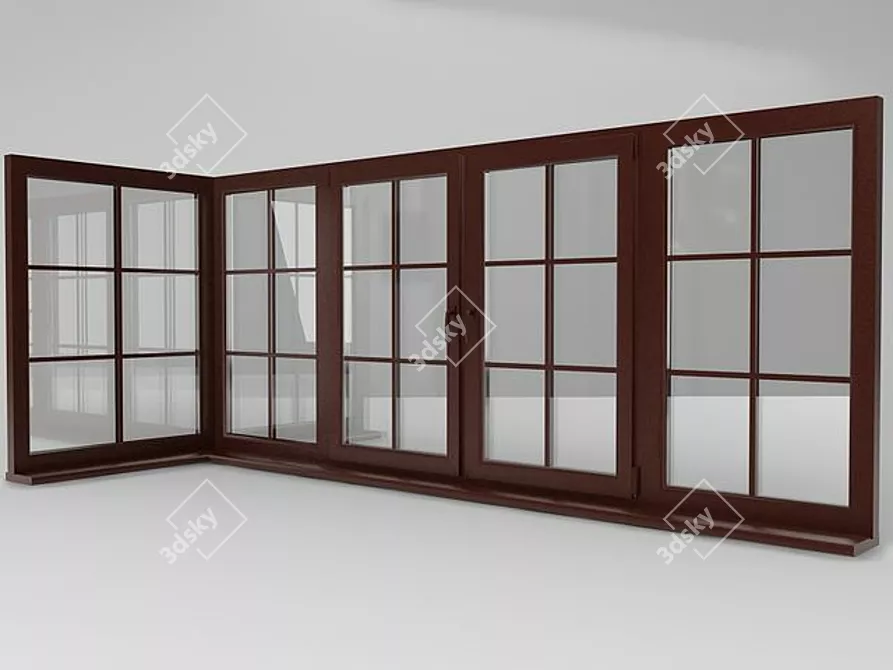 Brown Plastic Balcony Frame 3D model image 1