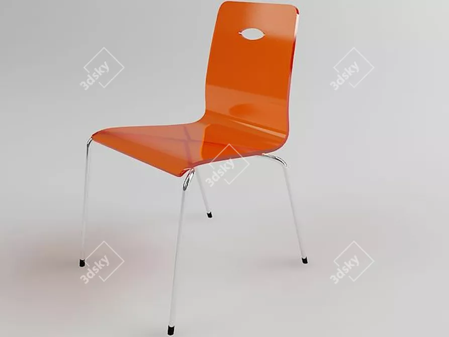 Transparent Red Plastic Chair 3D model image 1