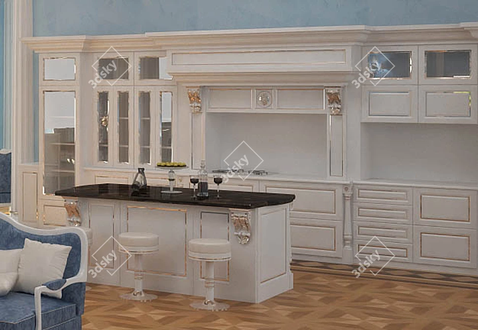 Timeless Elegance: Classic Kitchen 3D model image 1