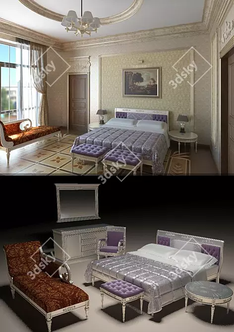 Vintage Versache Bedroom Set 3D model image 1