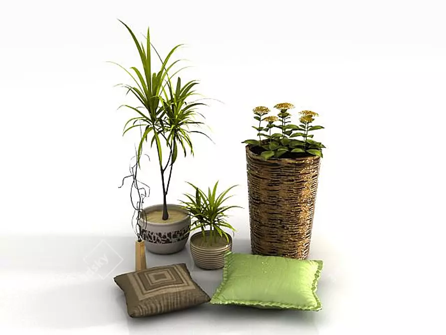 Country House Live Plant Set 3D model image 1