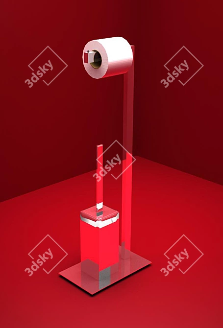 Italian Chrome Toilet Paper Holder - 25x68 3D model image 1