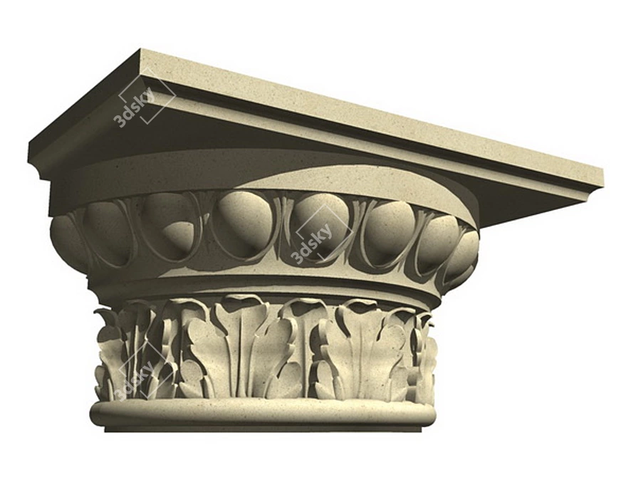 Tuscan Half-Column Capital 3D model image 1