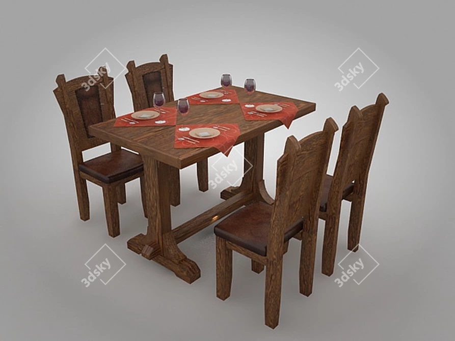 Rustic Charm: Country-style Furniture 3D model image 1